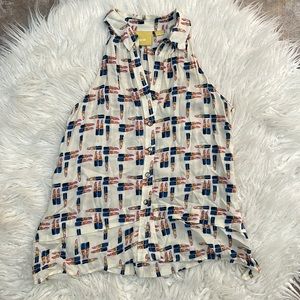 Anthropologie Maeve Lipstick Print Top - Size 0